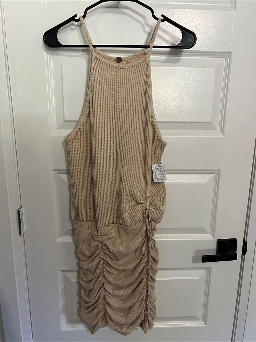 FP One by Free People Neutral Ruched Tank Midi Dress - Beige
